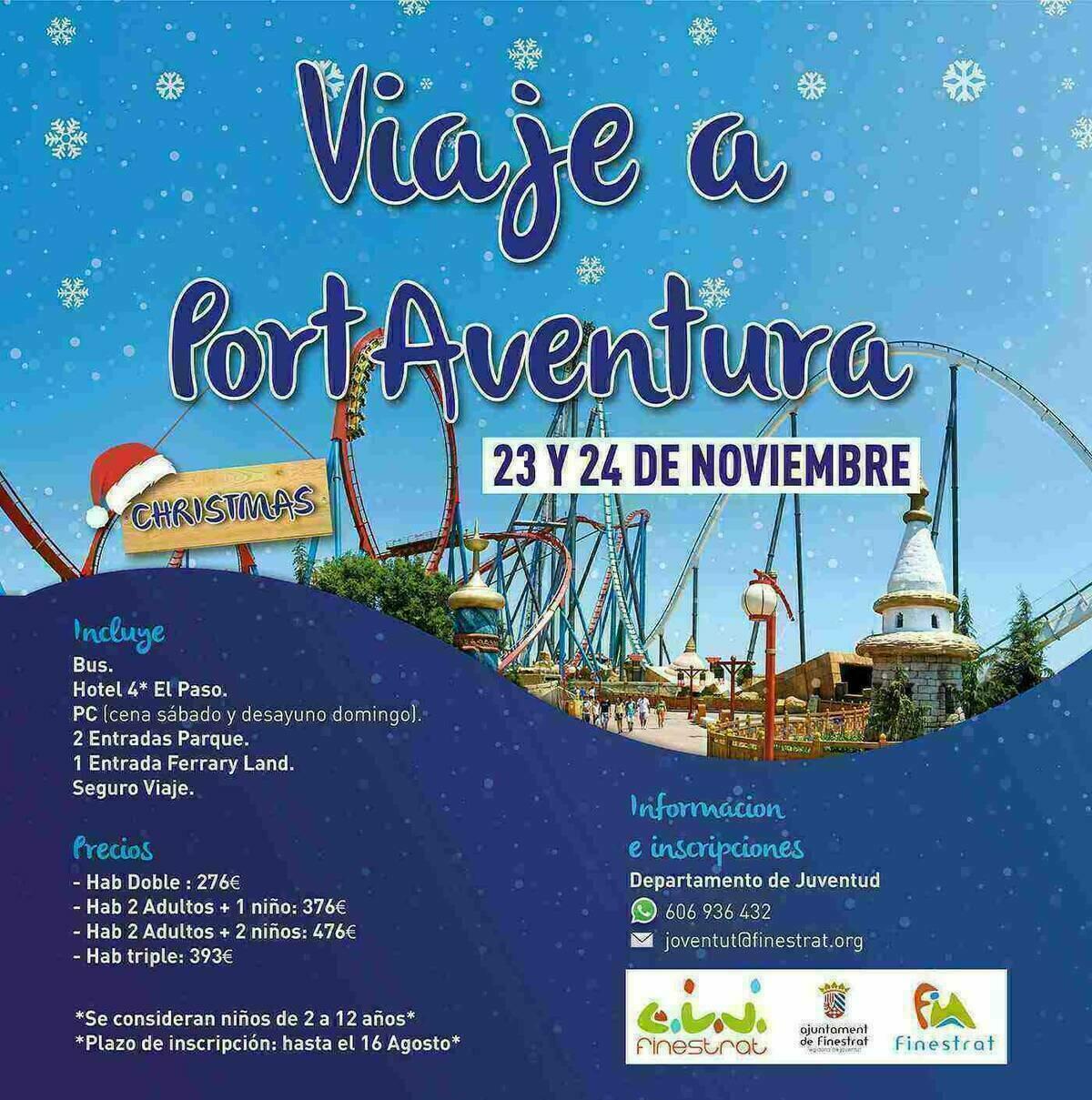 Últimas plazas para participar en el viaje a PortAventura World Christmas que organiza la Concejalía de Juventud de Finestrat