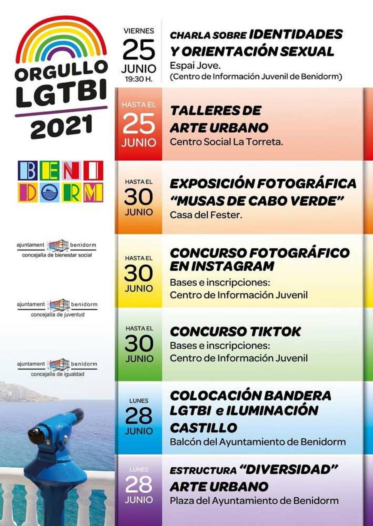 Arte urbano, charlas, concursos de fotografía y vídeo en redes centran el ‘Orgullo LGTBI’ de Benidorm