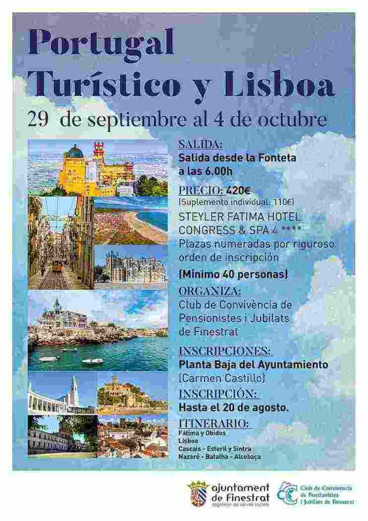 Finestrat organiza un viaje a Portugal del 29 de septiembre al 4 de octubre