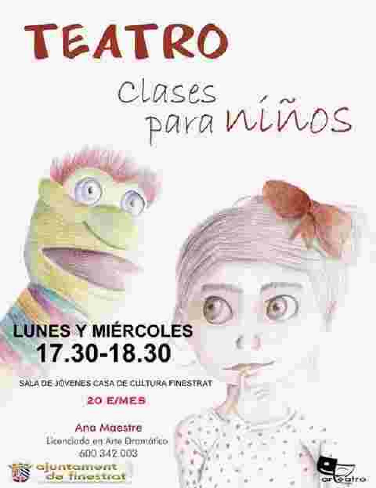 Finestrat trabaja la expresión corporal y vocal con los niños en el taller de teatro infantil que empieza el próximo lunes