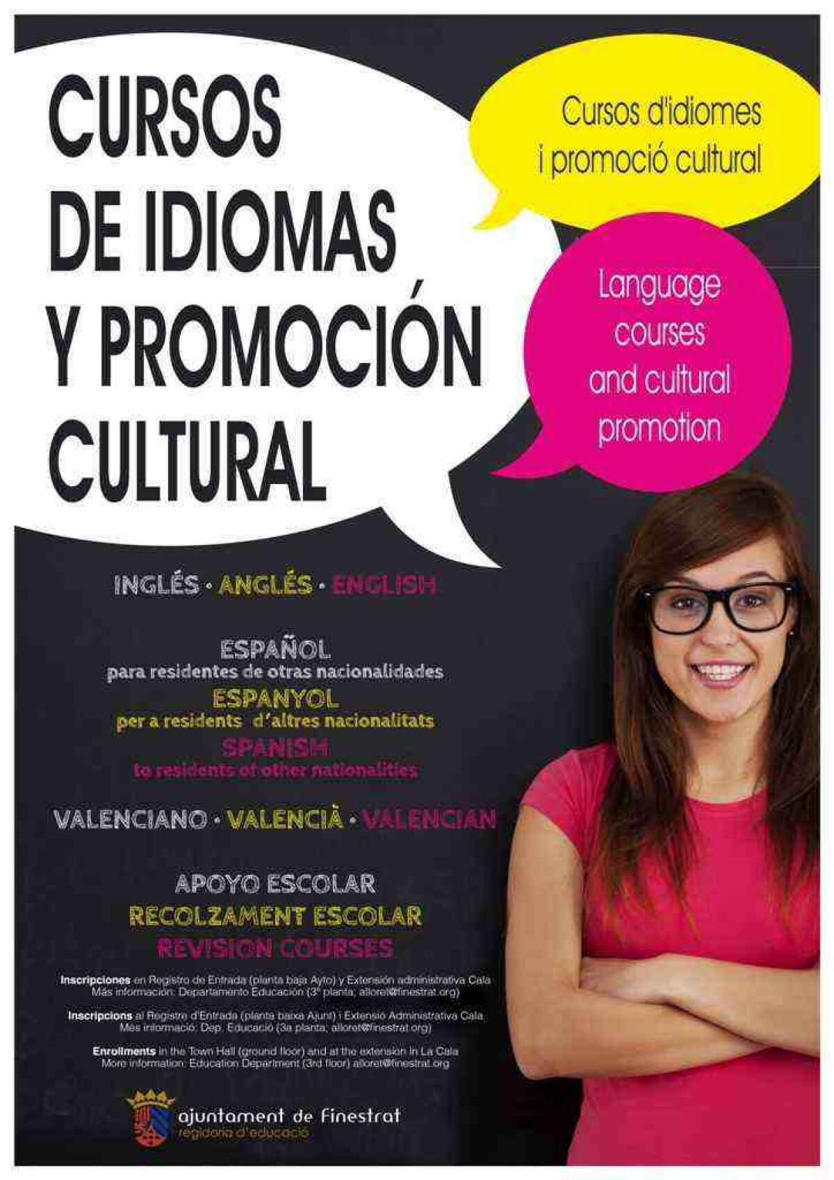 Finestrat abre plazo de inscripción para los cursos de inglés, valenciano, español para residentes de otras nacionalidades y refuerzo escolar