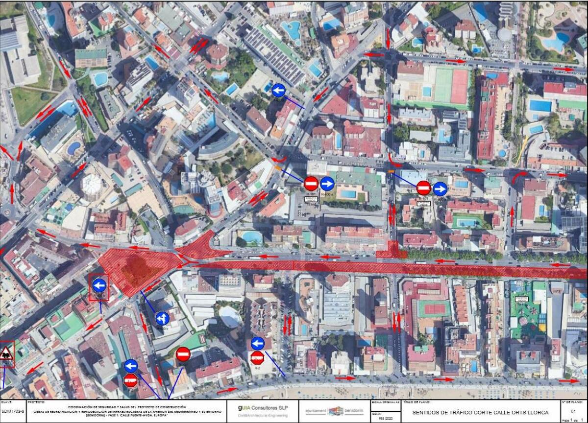 El tramo de la calle Orts Llorca entre Gerona y Mediterráneo estará cortado al tráfico dos meses por las obras de remodelación de la avenida