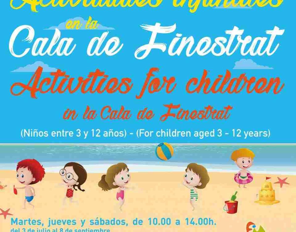 Vuelven las actividades infantiles gratuitas a la Cala de Finestrat todos los martes, jueves y sábados del verano