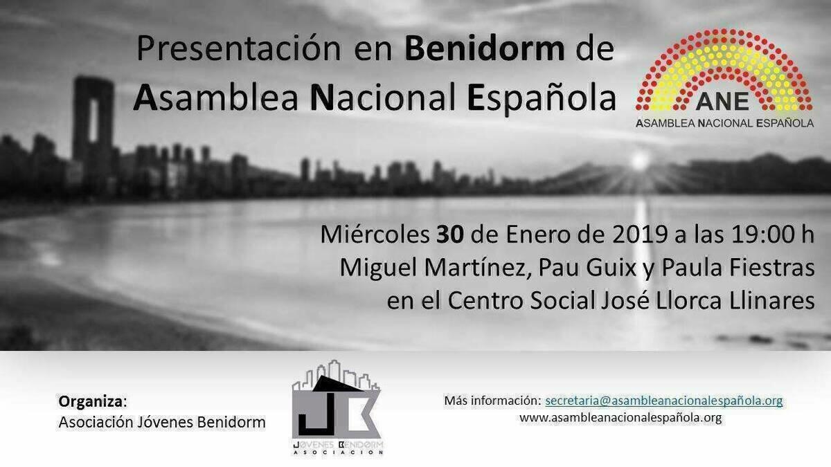 La Asamblea Nacional Española será presentada en Bendidorm el 30 de enero