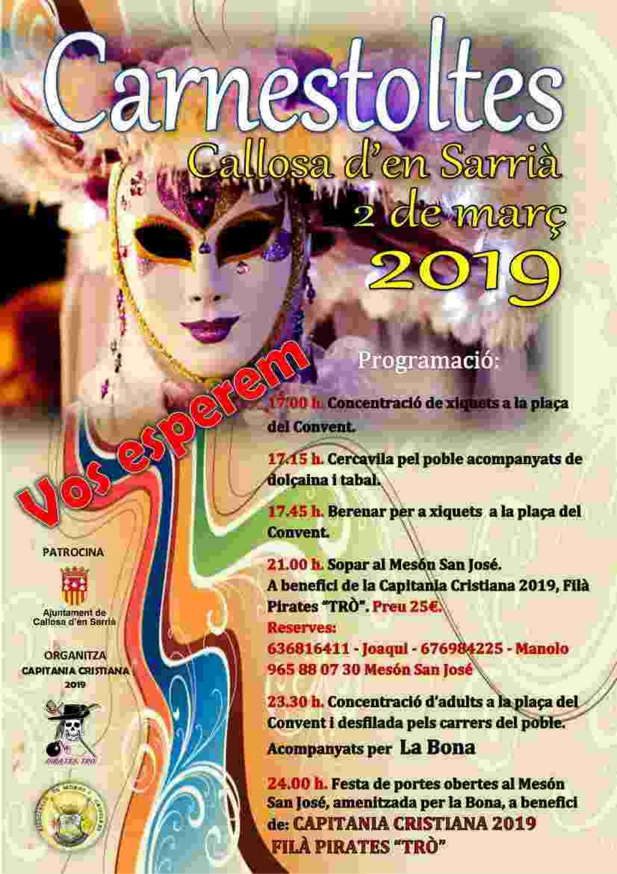   Callosa d’en Sarrià celebrará la fiesta de Carnaval el próximo 2 de marzo