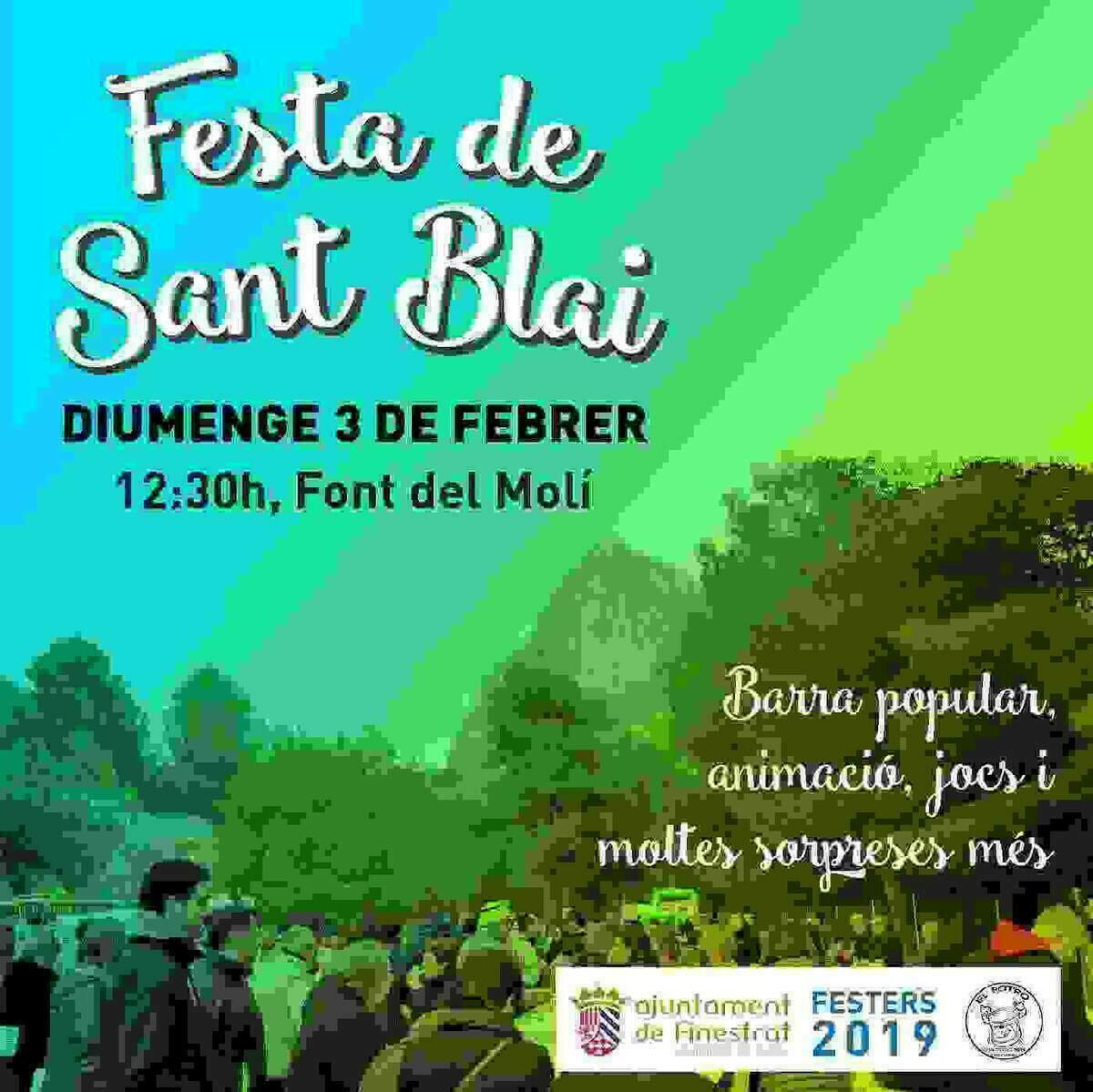 Finestrat celebra este domingo la tradicional festividad de Sant Blai en la Font del Molí 