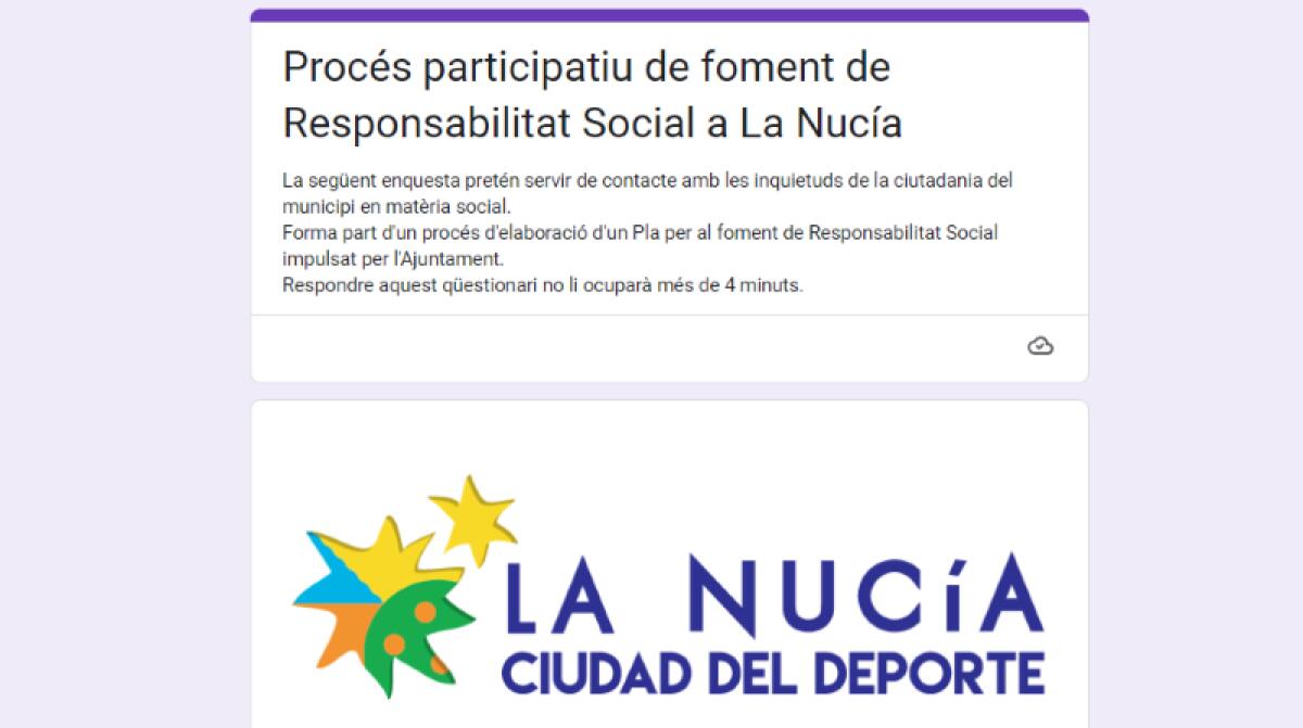 Encuesta ciudadana sobre “Responsabilidad Social” en La Nucía