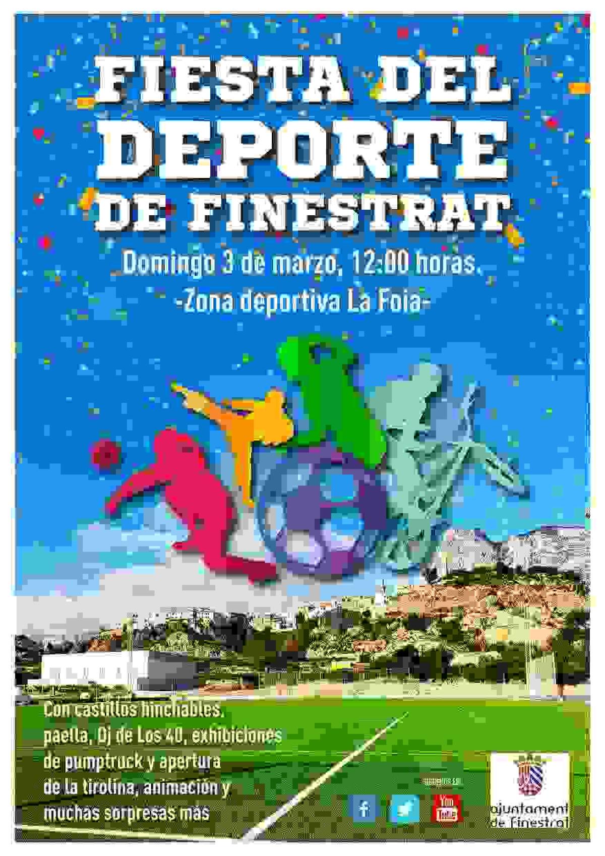 Finestrat celebra la Fiesta del Deporte el domingo 3 de marzo en la zona deportiva de la Foia