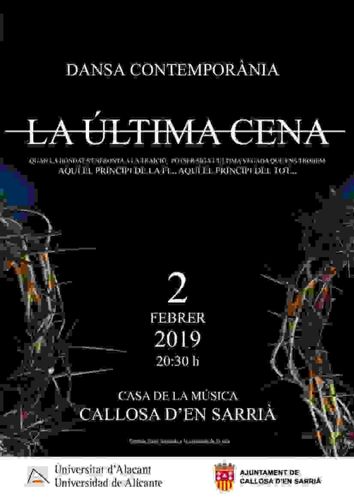 El Aula de Danza de la Universidad de Alicante presenta mañana ‘La última cena’ en Callosa d’en Sarrià