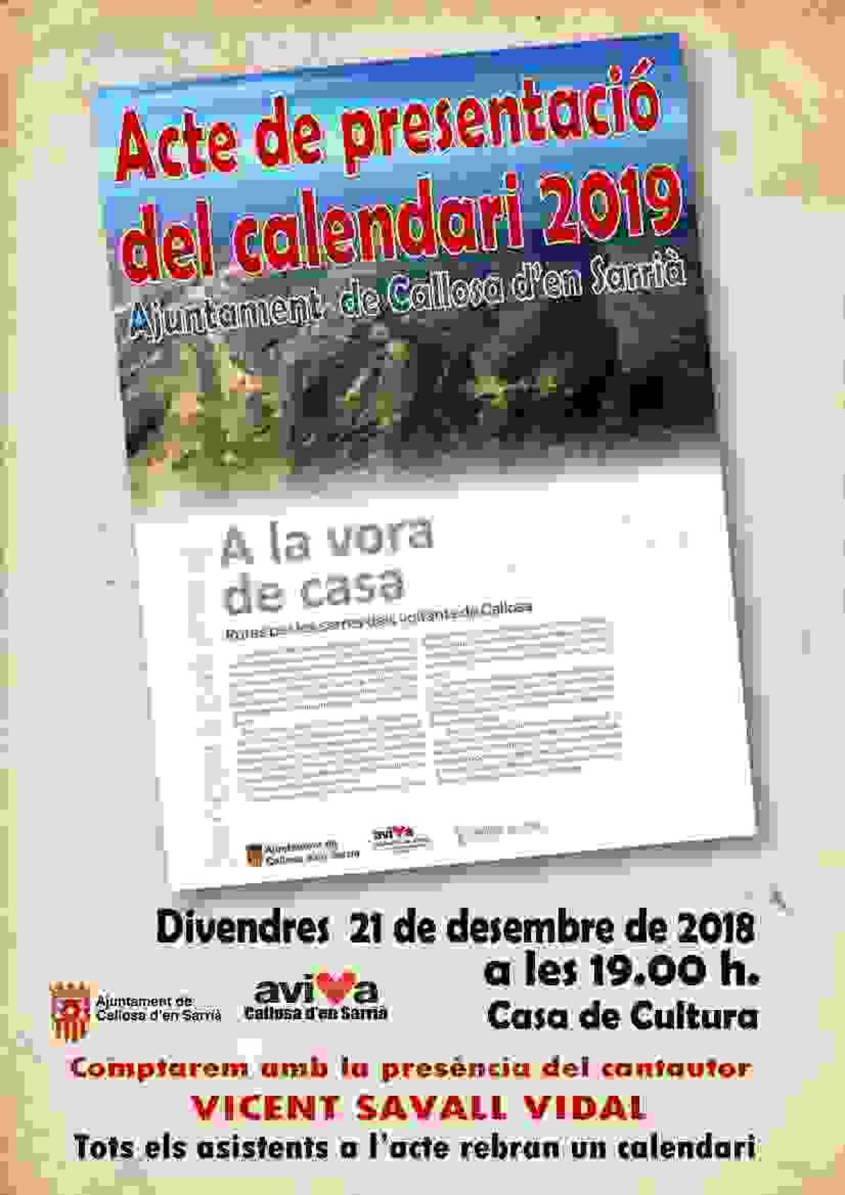 Callosa · El próximo viernes se presenta en la Casa de Cultura el calendario 2019 del Ayuntamiento