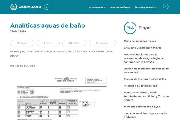 El PSOE solicita que se publique en la web municipal información actualizada y el histórico de las analíticas del agua de las playas