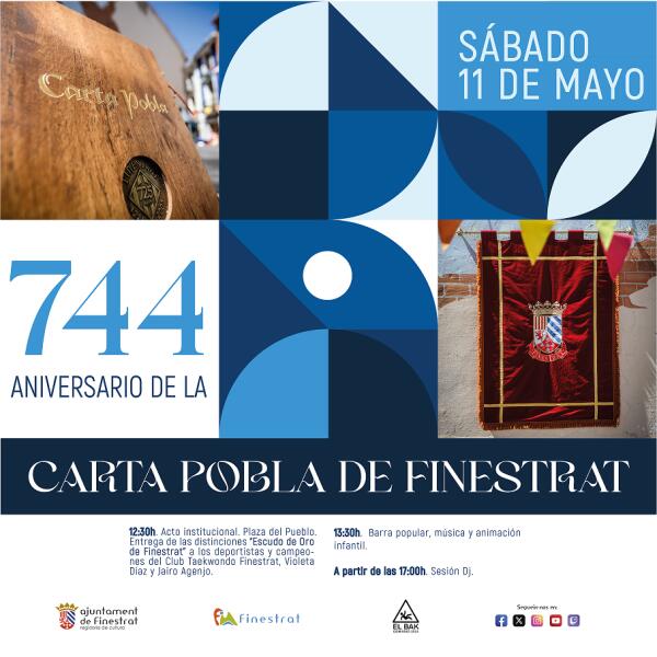 744 ANIVERSARIO DE LA CARTA POBLA DE FINESTRAT EL SABADO 11 DE MAYO