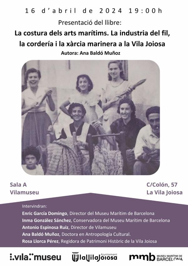 La vilera Ana Baldó presenta el libro “La costura de las artes marítimas”, galardonado por el Museo Marítimo de Barcelona